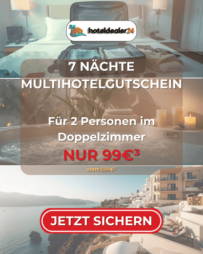7 Nächte Multi-Hotelgutschein für 2 Personen im Doppelzimmer bis zu 5⭐