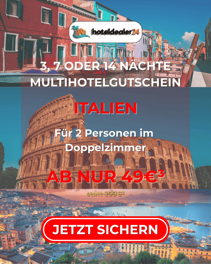 Italien Hotelgutschein – 3, 7 oder 14 Nächte für 2 Personen im DZ bis zu 5⭐