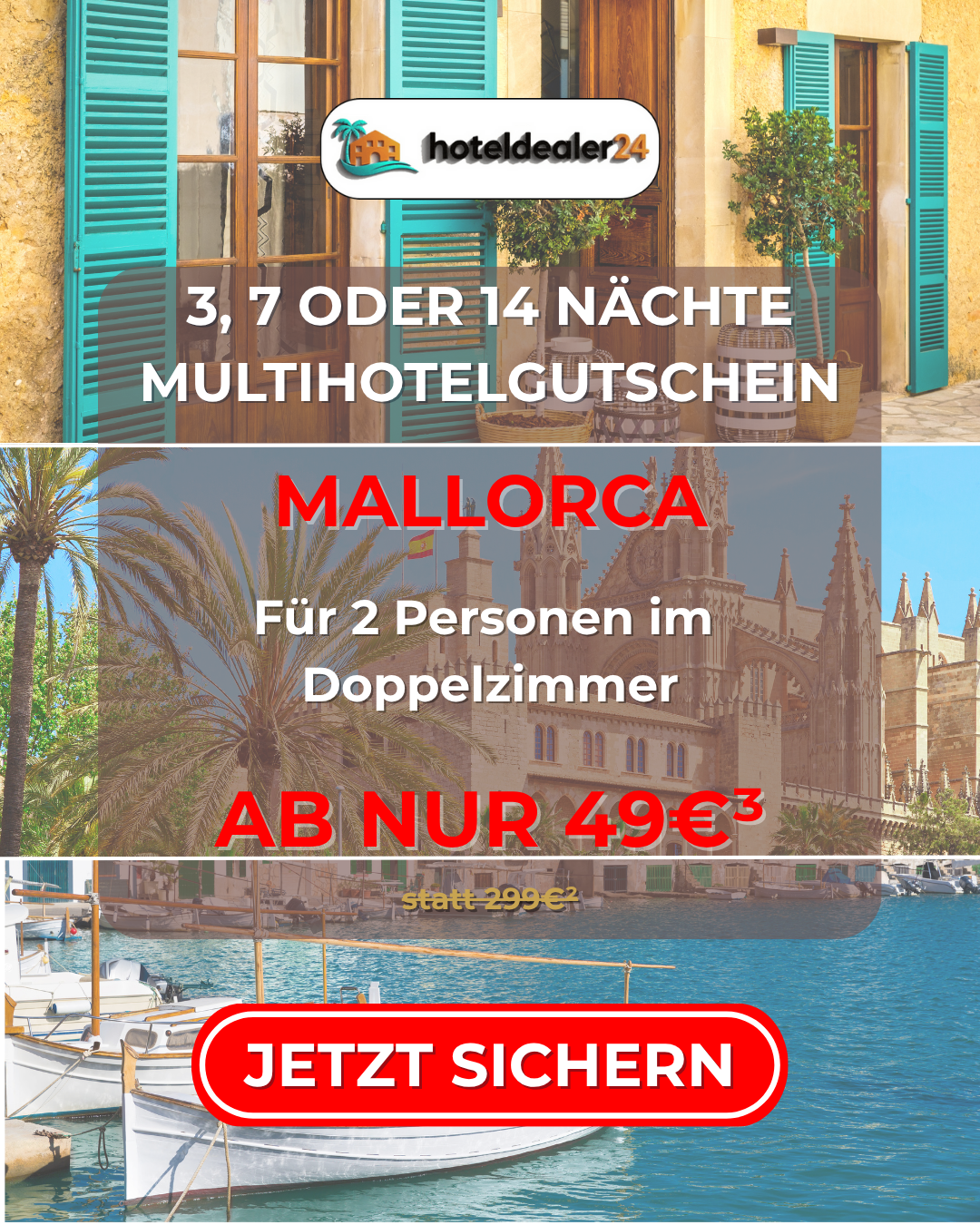 Mallorca Hotelgutschein – 3, 7 oder 14 Nächte für 2 Personen im DZ bis zu 5⭐