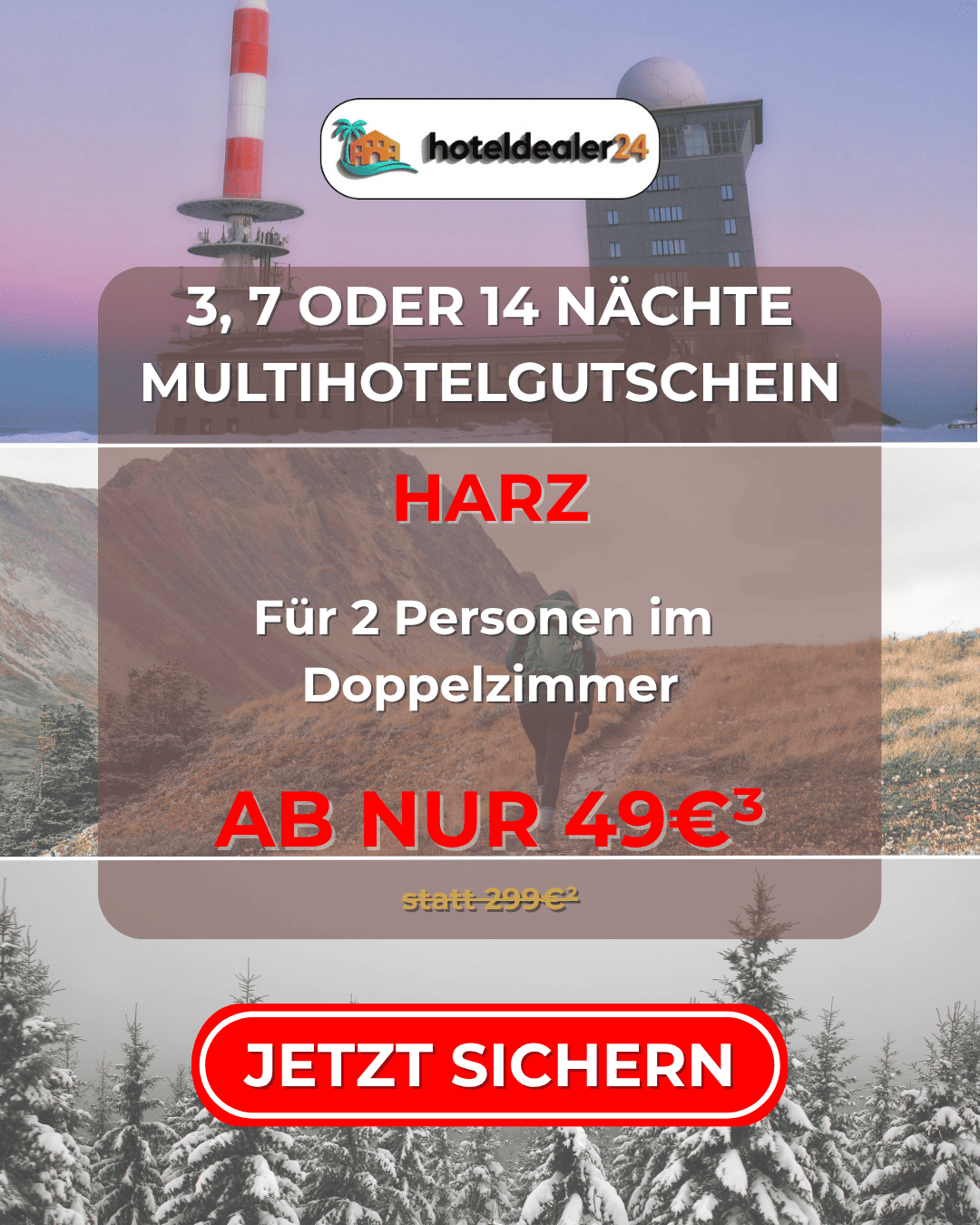 Harz Hotelgutschein - 3, 7 oder 14 Nächte für 2 Personen im DZ bis zu 5⭐