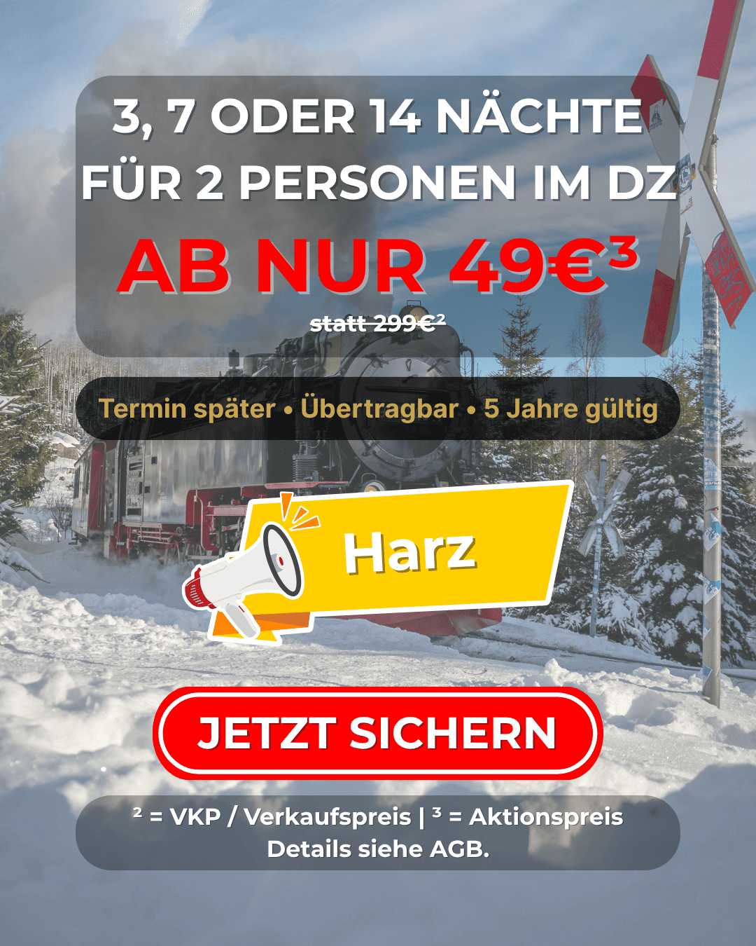 Harz Hotelgutschein - 3, 7 oder 14 Nächte für 2 Personen im DZ bis zu 5⭐