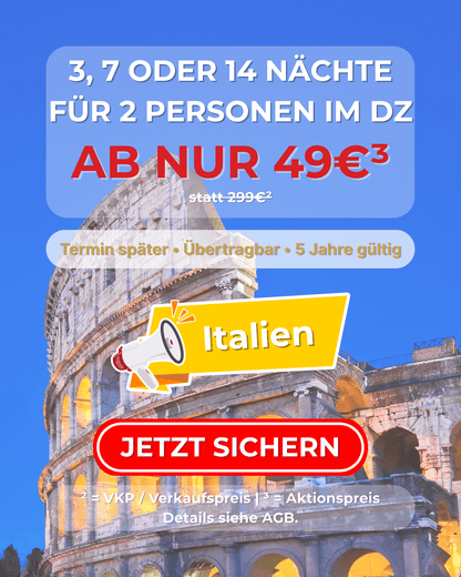 Italien Hotelgutschein – 3, 7 oder 14 Nächte für 2 Personen im DZ bis zu 5⭐