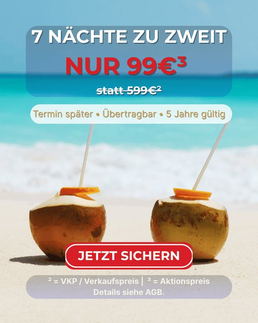 7 Nächte Multi-Hotelgutschein für 2 Personen im Doppelzimmer bis zu 5⭐
