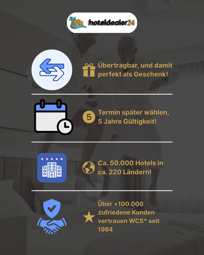 14 Nächte Multihotel-Gutschein für 2 Personen im Doppelzimmer bis zu 5⭐