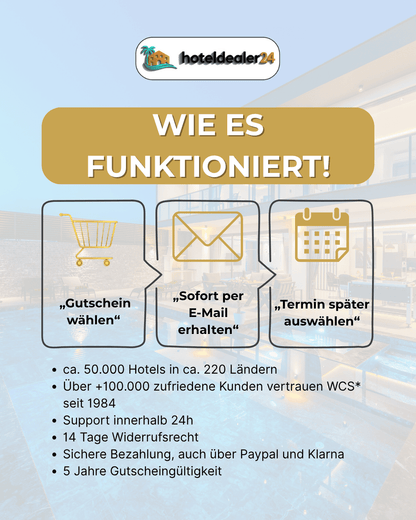 Wellness & Relax Hotelgutschein - 3, 7 oder 14 Nächte für 2 Personen im DZ bis zu 5⭐Hotel