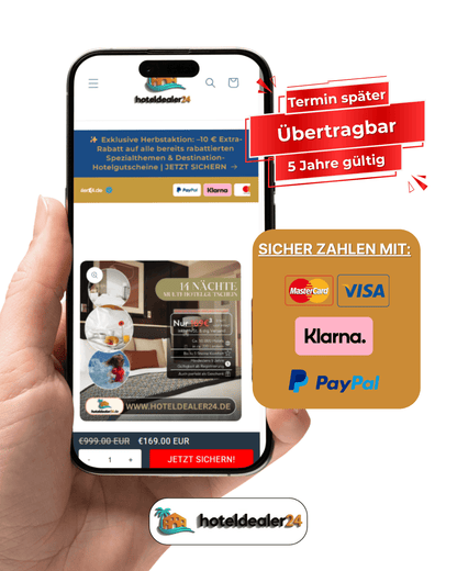 14 Nächte Multihotel-Gutschein für 2 Personen im Doppelzimmer bis zu 5⭐